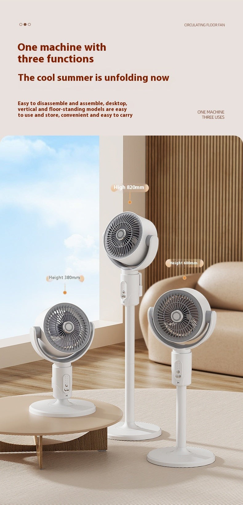 Ventilador Circulador de Aire Oscilante 3D con Control Remoto